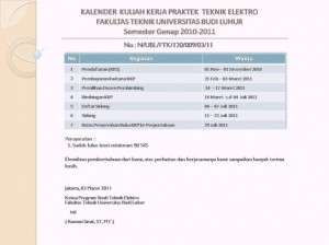 Kalender KKP Elektro Genap 2010-2011