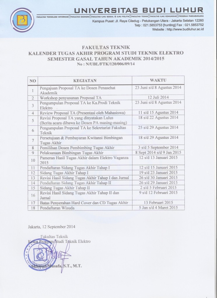 Kalender Tugas Akhir Prodi Teknik Elektro _Gasal 2014-2015