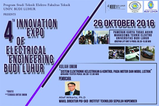 4Th Innovation Expo of Electrical Engineering Budi Luhur 2016 (4Th IEEE BUDI LUHUR 2016)